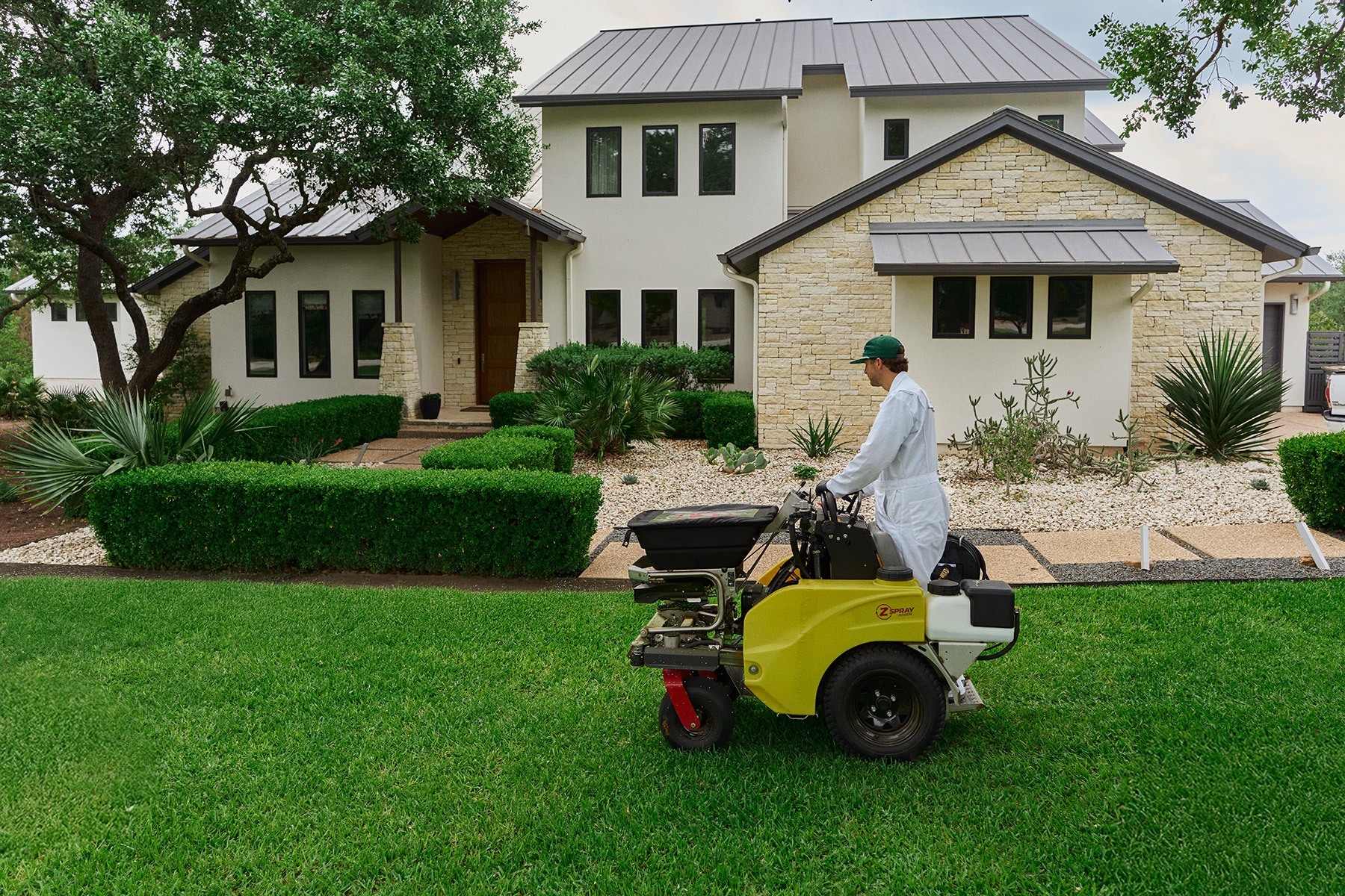 granular application lawn care tech green grass home