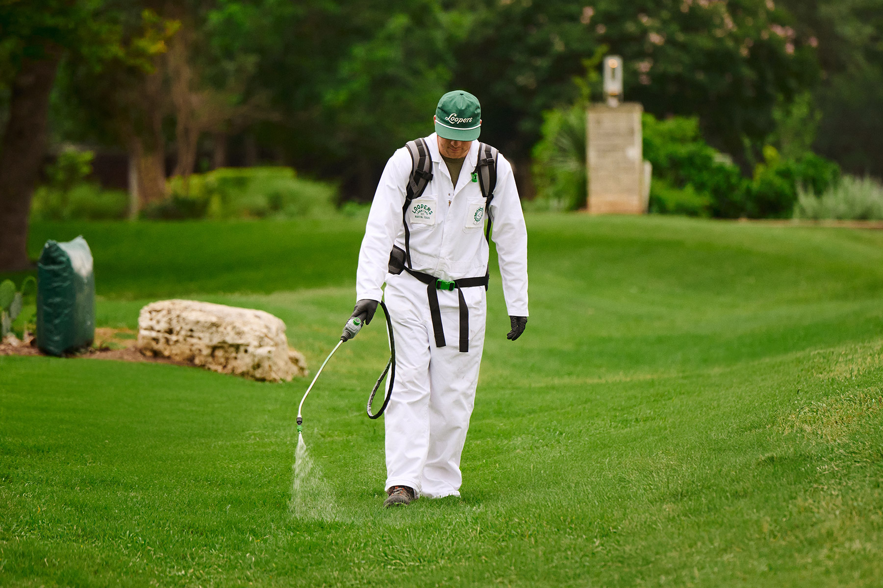 lawn care tech spot spray weed control treatment lawn backpack